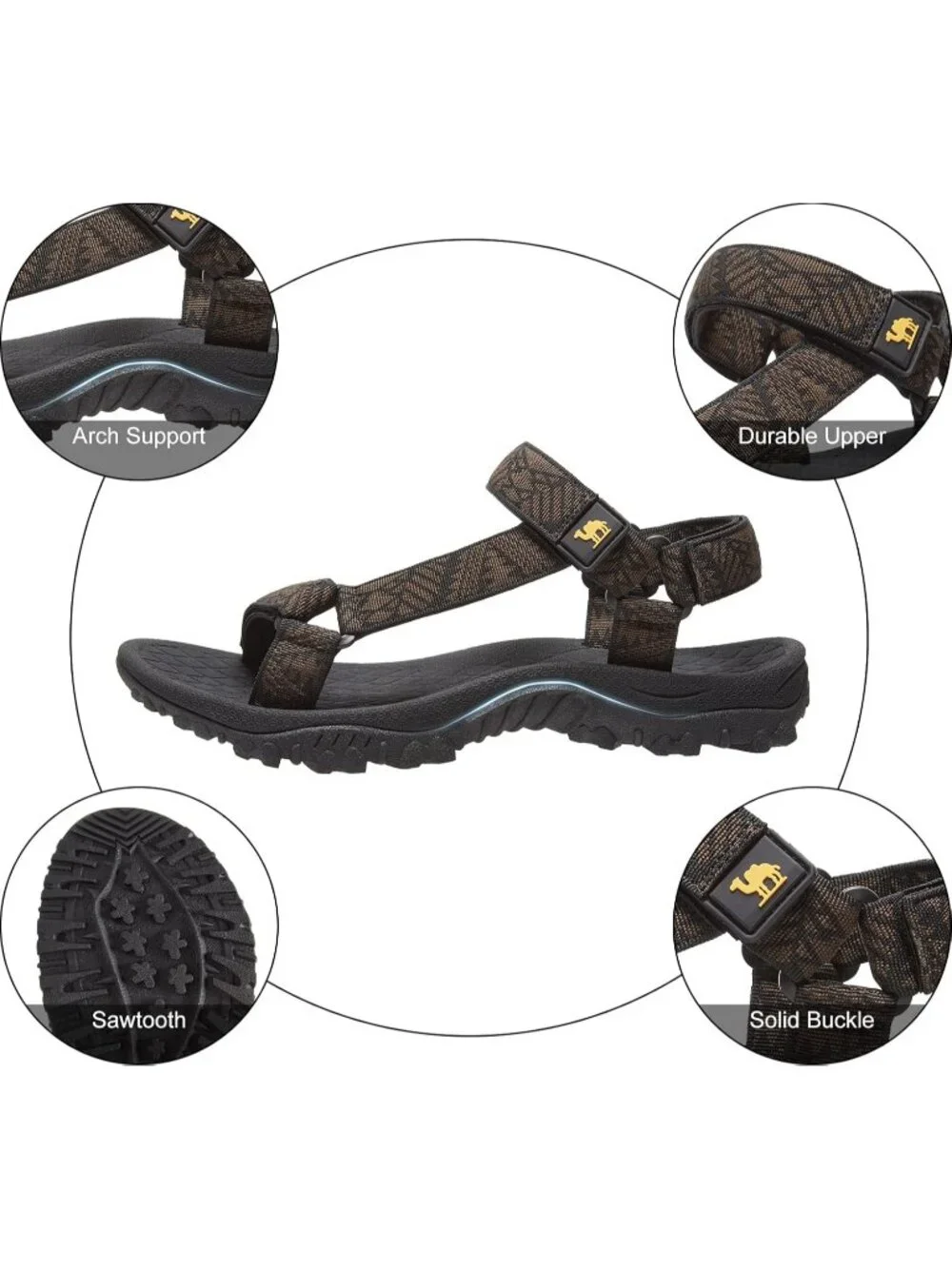 Men's Black Brown Comfortable Athletic Hiking Sport Sandals Outdoor Beach Shoes